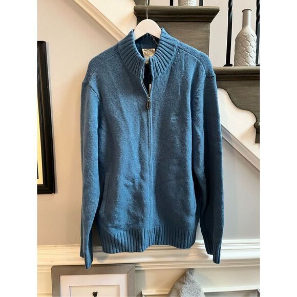 Timberland Light Blue Wool Quarter Zip Side Pocket Side Pocket Sweater sz L NWT - Picture 1 of 6